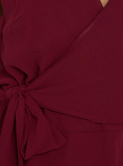 Dream Of Me Wrap Halter Mini Dress Burgundy