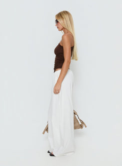 Designed with Lunea Concealed Waistband Pants White Tall womens-regular-pants high-rise side view of model wearing