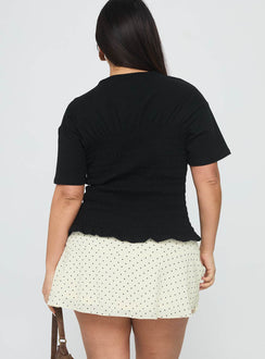 back view of model wearing Princess Polly Sonsie Mini Skirt Cream Curve 