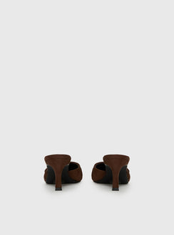 Admiration Pointed Toe Faux Suede Heels Brown