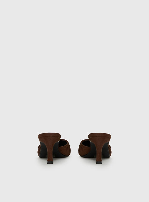 Admiration Pointed Toe Faux Suede Heels Brown
