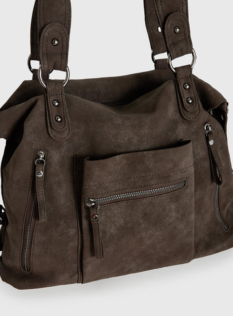 Olsenn Faux Suede Oversized Shoulder Bag Slate
