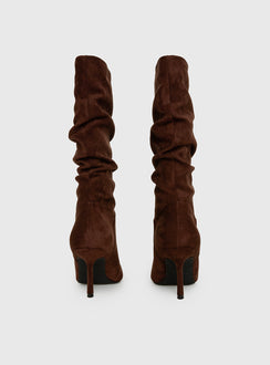 Such A Charmer Faux Suede Scrunch Boot Chocolate