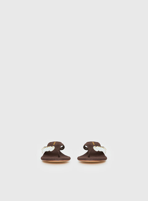 Ginnia Shell Detail Thong Heels Chocolate
