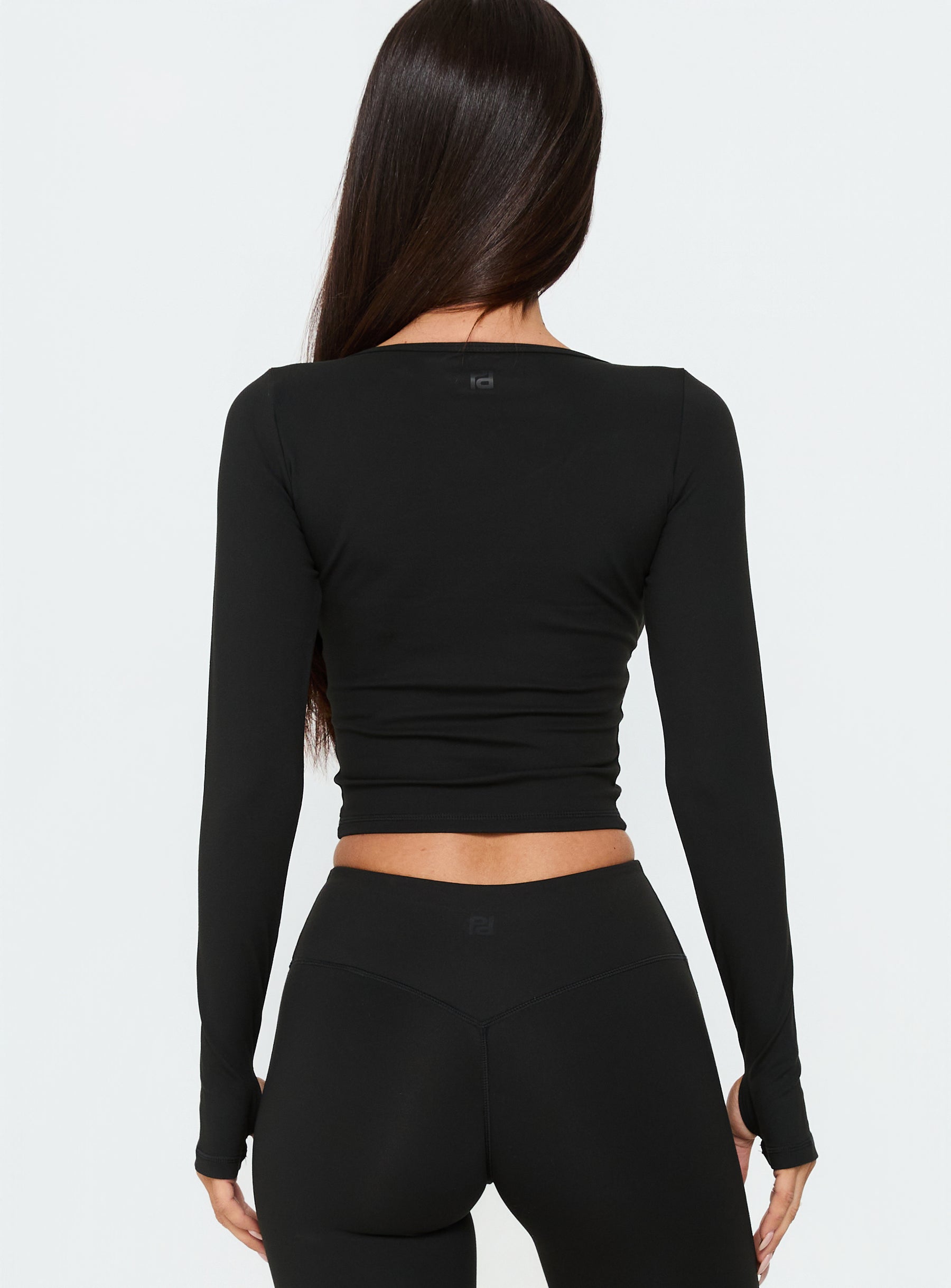 New Horizons Long Sleeve V Neck Top Black