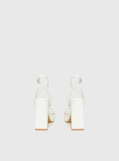 Tessie Ankle Strap Heels Matte White