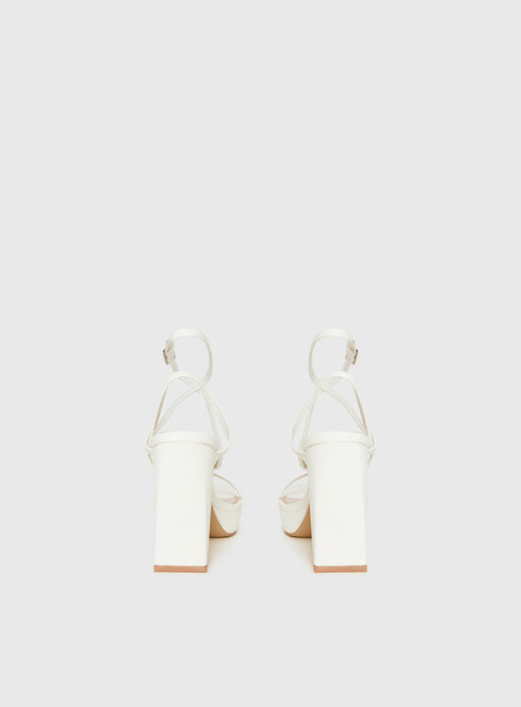 Tessie Ankle Strap Heels Matte White
