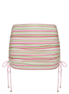 Marjie Ruched Sarong Green / Pink Stripe