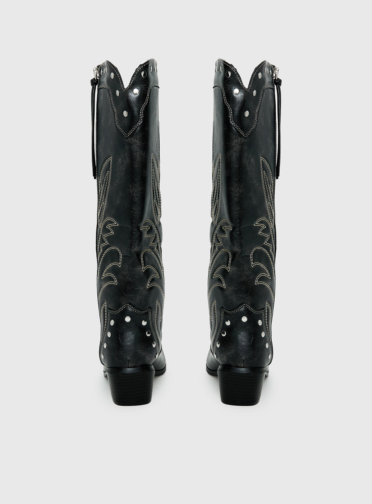 Austin Distressed Cowboy Boots Black