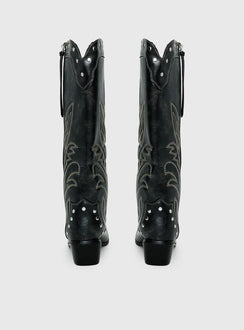Austin Distressed Cowboy Boots Black