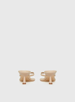 So Exclusive Faux Suede Thong Heels Tan