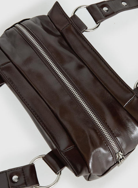 Amarra Studded Faux Leather Shoulder Bag Washed Brown
