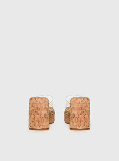 Pale Moonlight Platform Heels Cork / Clear