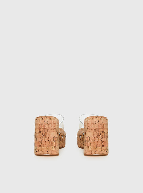 Pale Moonlight Platform Heels Cork / Clear