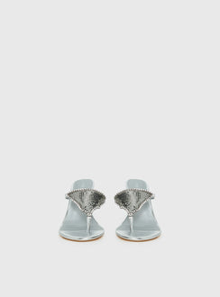 Miss You More Glitter Mesh Heels Silver