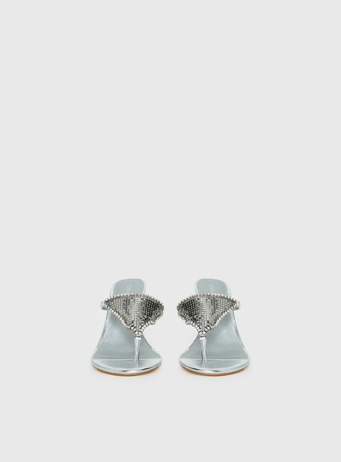 Miss You More Glitter Mesh Heels Silver