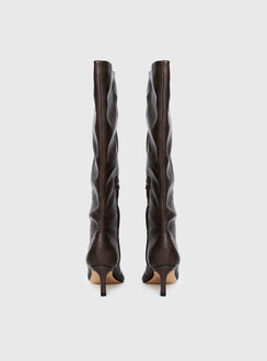 Aminah Knee High Boots Charcoal