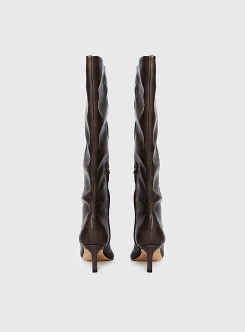 Aminah Knee High Boots Charcoal