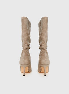 Such A Charmer Faux Suede Scrunch Boot Taupe