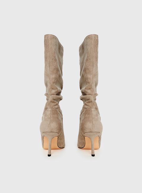 Such A Charmer Faux Suede Scrunch Boot Taupe