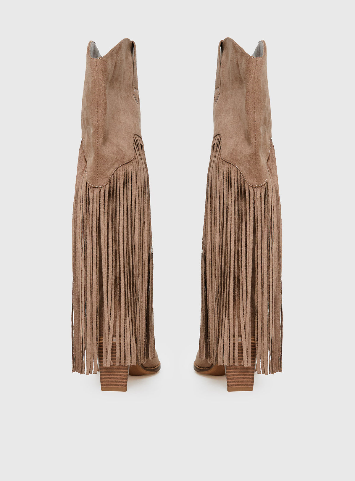 Like An Angel Faux Suede Tassel Knee High Boots Tan