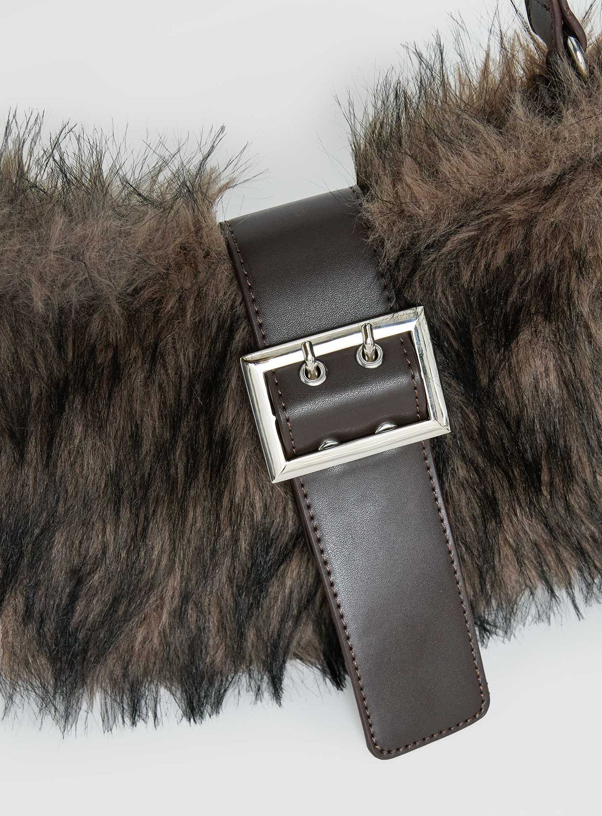 Elliot Faux Fur Shoulder Bag Brown