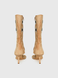 Situationship Eyelet Open Toe Heels Tan