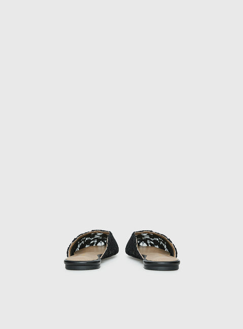 Gretta Lace Slip On Flats Black