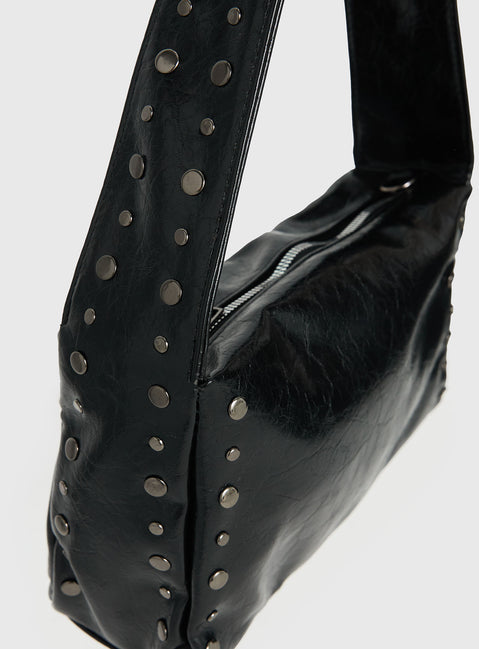 Kaiser Stud Detail Shoulder Bag Black