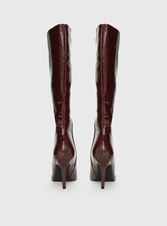 Alexx Knee High Boots Burgundy
