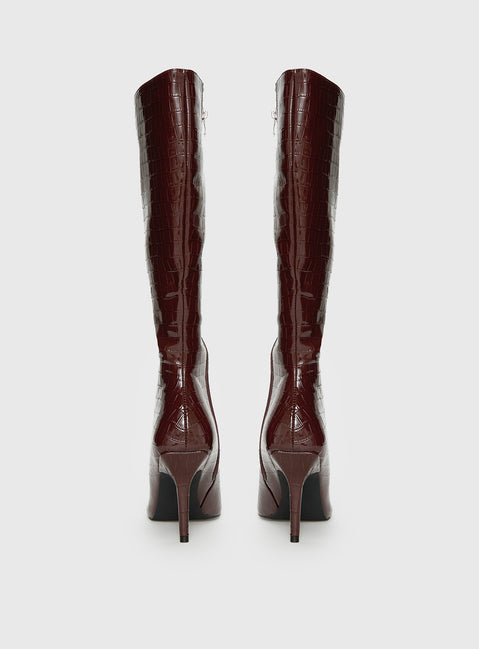 Alexx Knee High Boots Burgundy