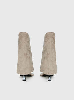 Catch The Light Faux Suede Open Toe Boots Tan