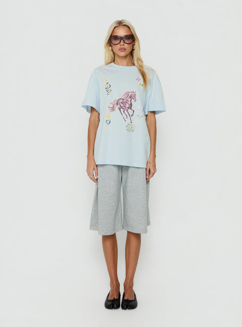 Star Stallion Oversized Graphic Tee Blue