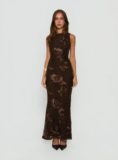 Fionna Floral Maxi Dress Chocolate
