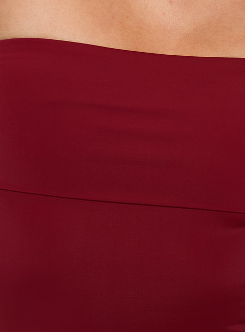 product Princess Polly Niner Strapless Bodysuit Burgundy Sleeveless 