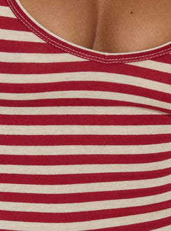 Watch Me Leave Halter Playsuit Red / White Stripe