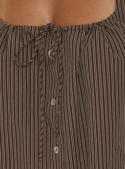 Bambalina Babydoll Mini Dress Brown Stripe