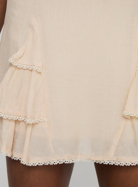 product Princess Polly Foalie Ruffle Mini Skirt Beige Mini Skirts 