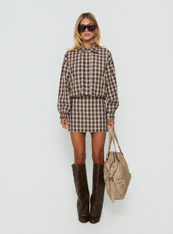 Solenza Mini Skirt Brown Check