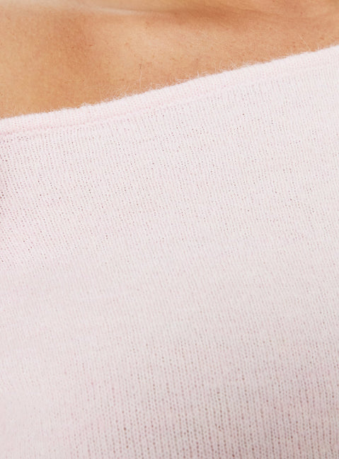 Selbey Fluffy Cinched Waist Off Shoulder Top Pink  Curve