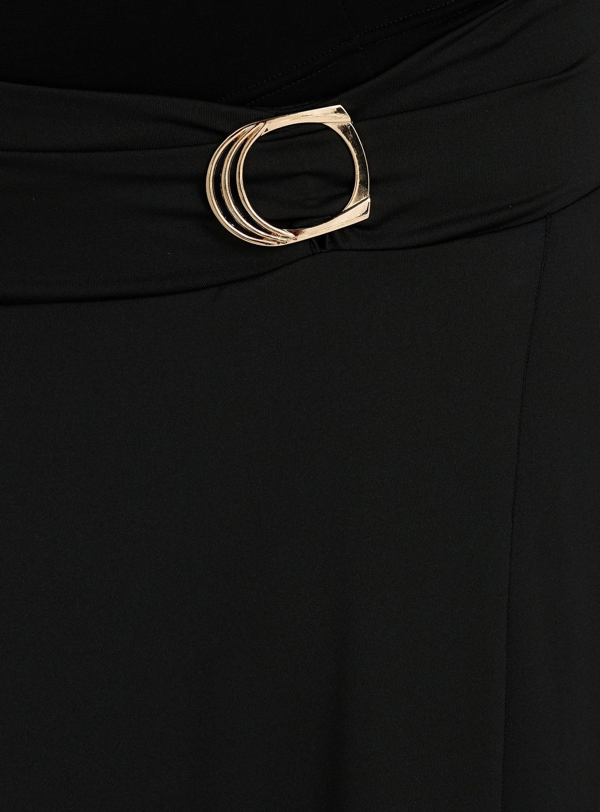 Highlighting the Nola Hardware Slit Maxi Skirt Black Curve in womens-skirts with a fitted aline silhouette and lace hem detail product