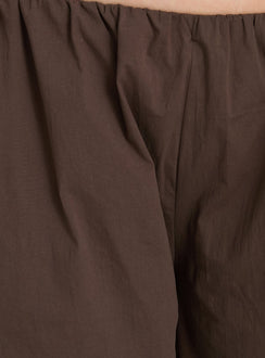 Highlighting the Lunea Concealed Waistband Pants Brown Curve womens regular pants with high-rise detail product Princess Polly
