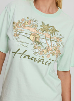 Old School Oversized Hawaii Graphic Tee Green