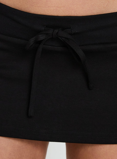 Dynah Tie Waist Tipping Mini Skort Black