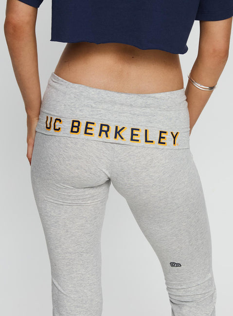 back view of model wearing Princess Polly UC Berkeley Foldover Pants Grey Mid Rise Pants 