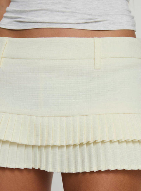 product Princess Polly Deei Double Ruffle Mini Skort Soft Lemon Low Rise Shorts 