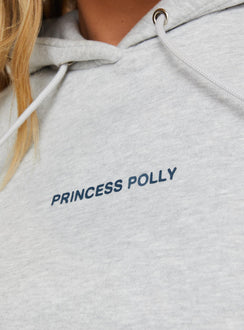 product Princess Polly Princess Polly Hooded Sweatshirt Bubble Text Grey Marle / Slate Jumpers 