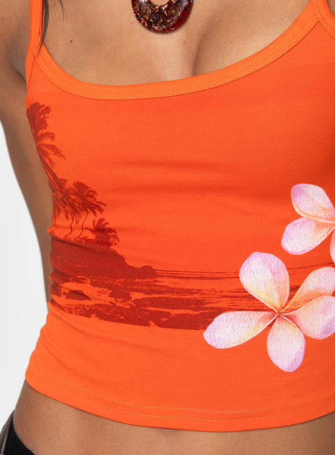 product Princess Polly Sunset Tank Orange Sleeveless Square Neck 