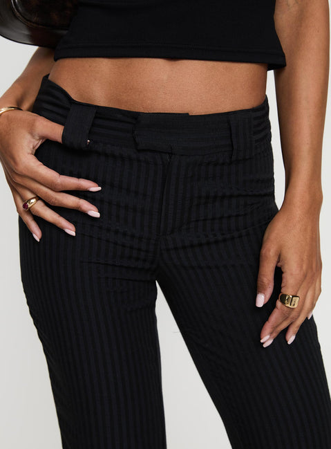 front view of model wearing Princess Polly Jinxed Pant Black Low Rise Pants Pants 