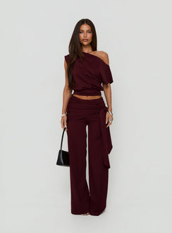 Hadlia Off Shoulder Top Burgundy